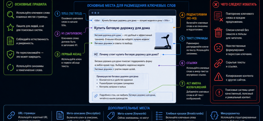 Gde razmeshchat klyuchevye slova — illyustratsiya dlya knigi po SEO prodvizheniyu Leonova Denisa