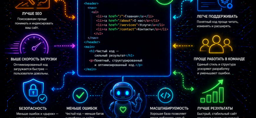 Pochemu vazhen chistyy kod — illyustratsiya dlya knigi po SEO prodvizheniyu Leonova Denisa