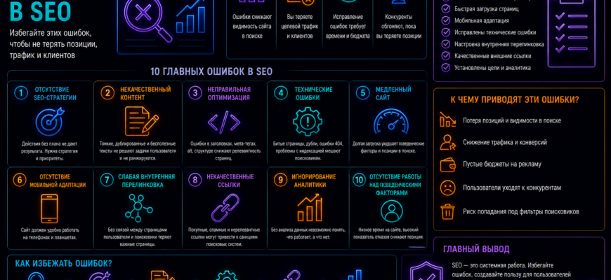 glavnye oshibki v seo